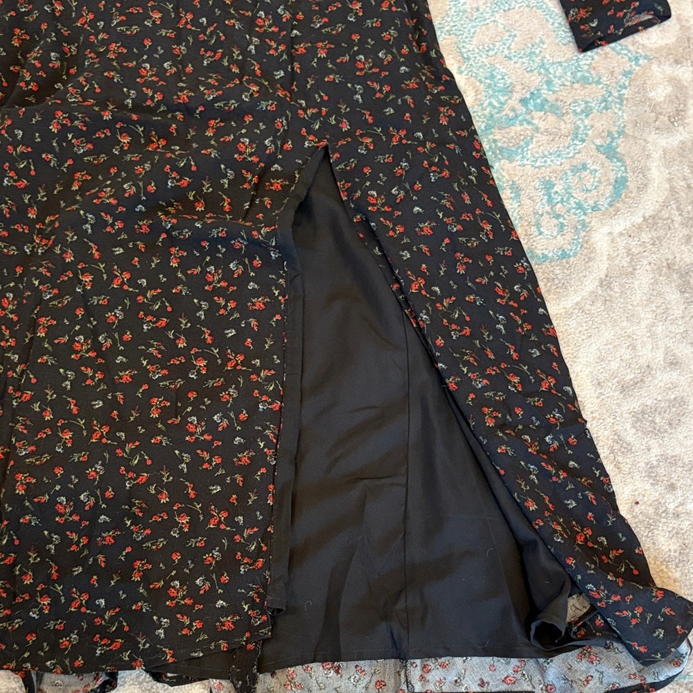 OAK + FORT Black Floral Long Sleeve Dress - Picture 3 of 6
